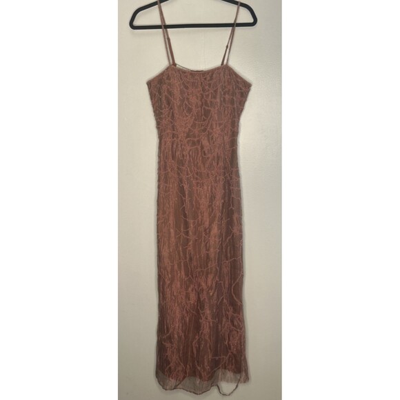 Scala Dresses & Skirts - SCALA Dress Vintage Silk Lined Beaded Pink *PROJECT*  17"Chest 13"W 47"L *ripped